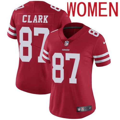Women San Francisco 49ers #87 Dwight Clark Nike Red Vapor Limited NFL Jersey->women nfl jersey->Women Jersey